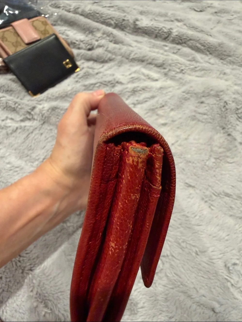 Cartier Red Leather Clutch with Silver-Tone Closure